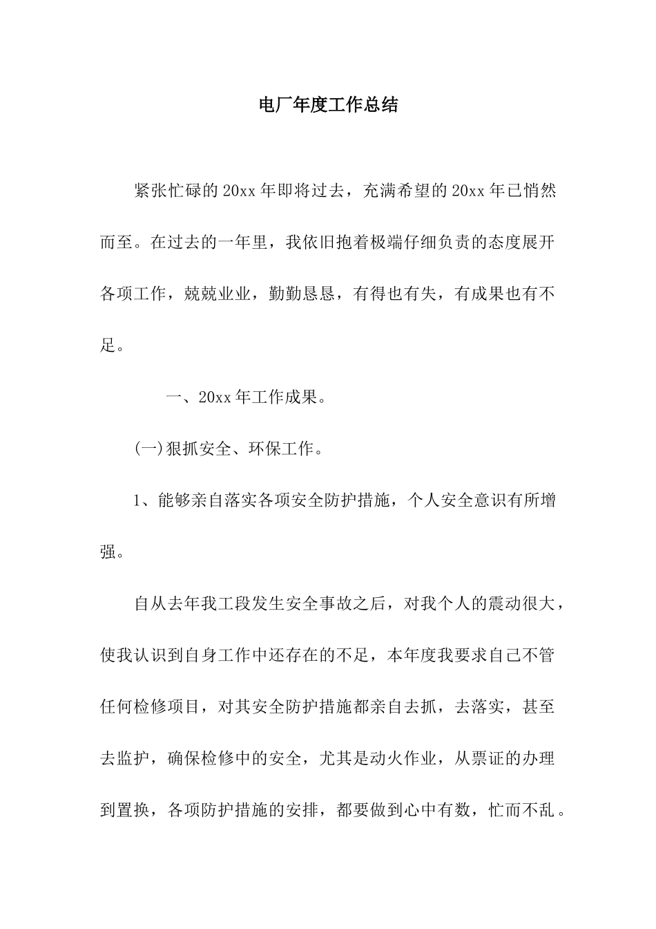电厂年度工作总结_第1页