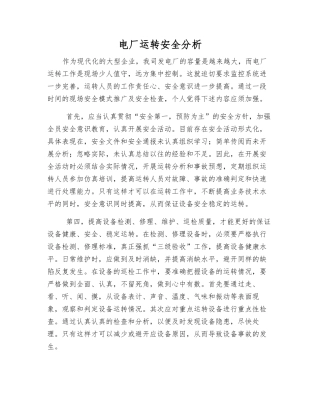 电厂运行安全分析