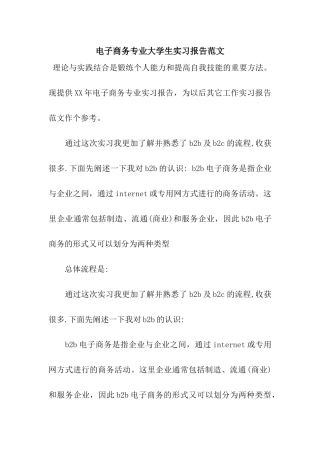 电子商务专业大学生实习报告范文