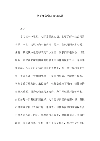 电子商务实习周记总结