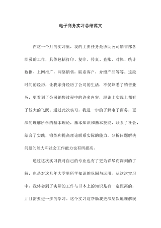 电子商务实习总结范文