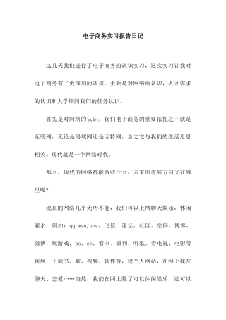 电子商务实习报告日记