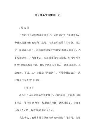 电子商务文员实习日记