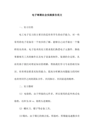电子寒期社会实践报告范文