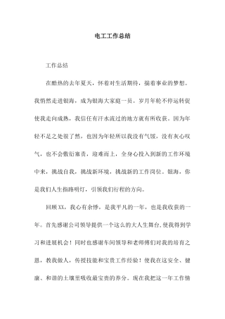 电工工作总结
