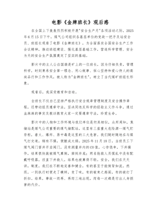 电影《金牌班长》观后感