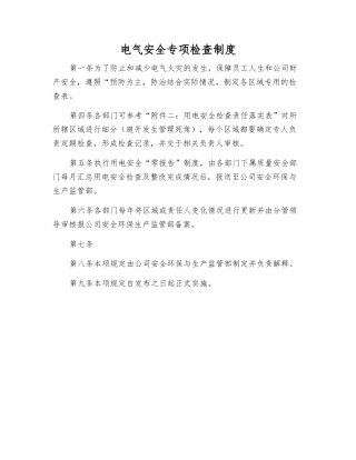 电气安全专项检查制度