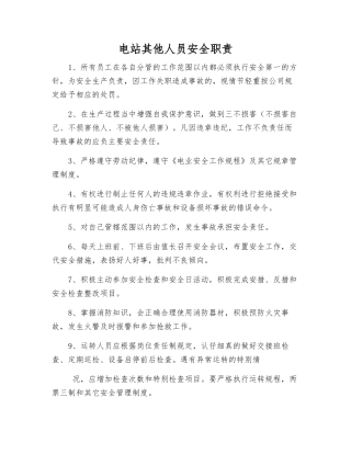电站其他人员安全职责