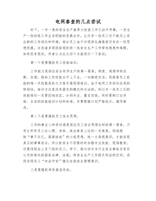 电网春查的几点尝试