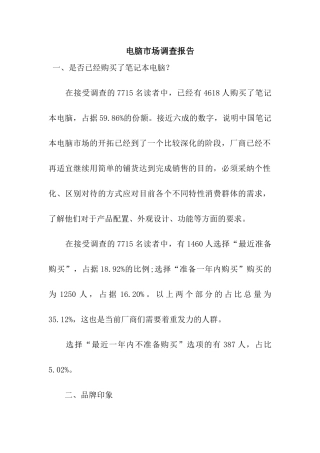 电脑市场调查报告