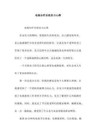 电视台栏目组实习心得