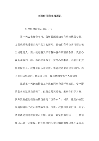 电视台顶岗实习周记