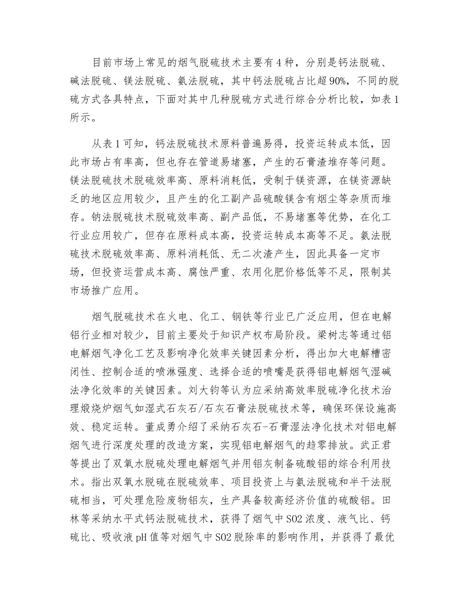 电解铝烟气脱硫技术研究进展_第2页