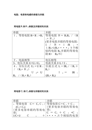 电阻、电容、电感的串联与并联