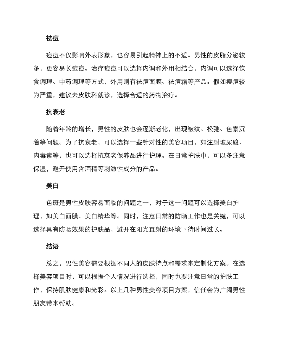 男士美容项目方案_第2页