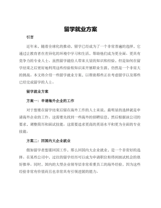 留学就业方案