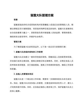 留置大队管理方案