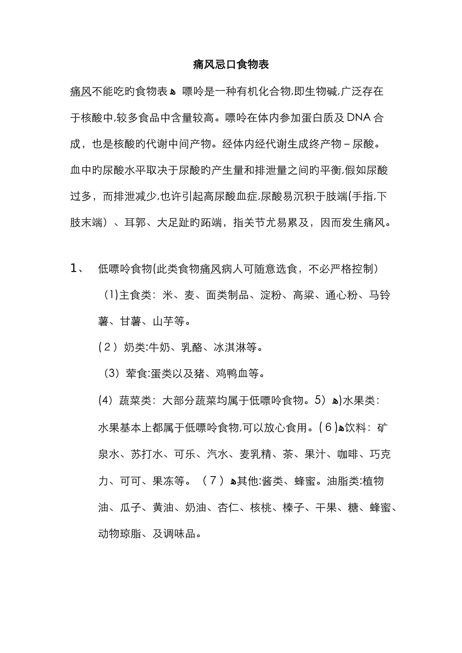 痛风忌口食物表_第1页