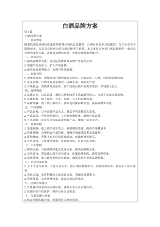 白酒品牌方案