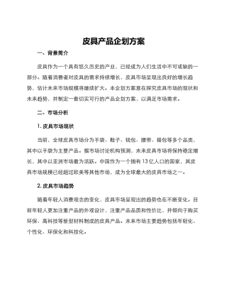 皮具产品企划方案