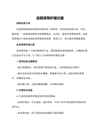 皮具背带护理方案
