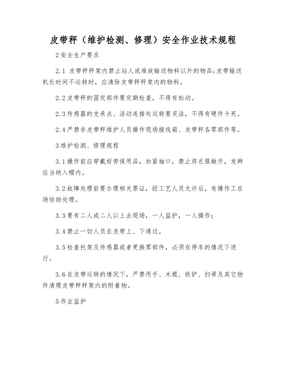 皮带秤安全作业技术规程_第1页