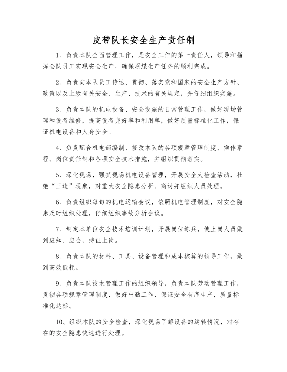 皮带队长安全生产责任制_第1页