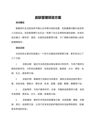 皮肤管理项目方案