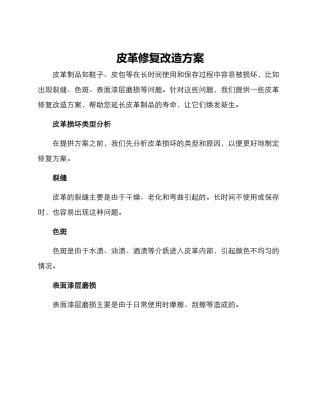 皮革修复改造方案