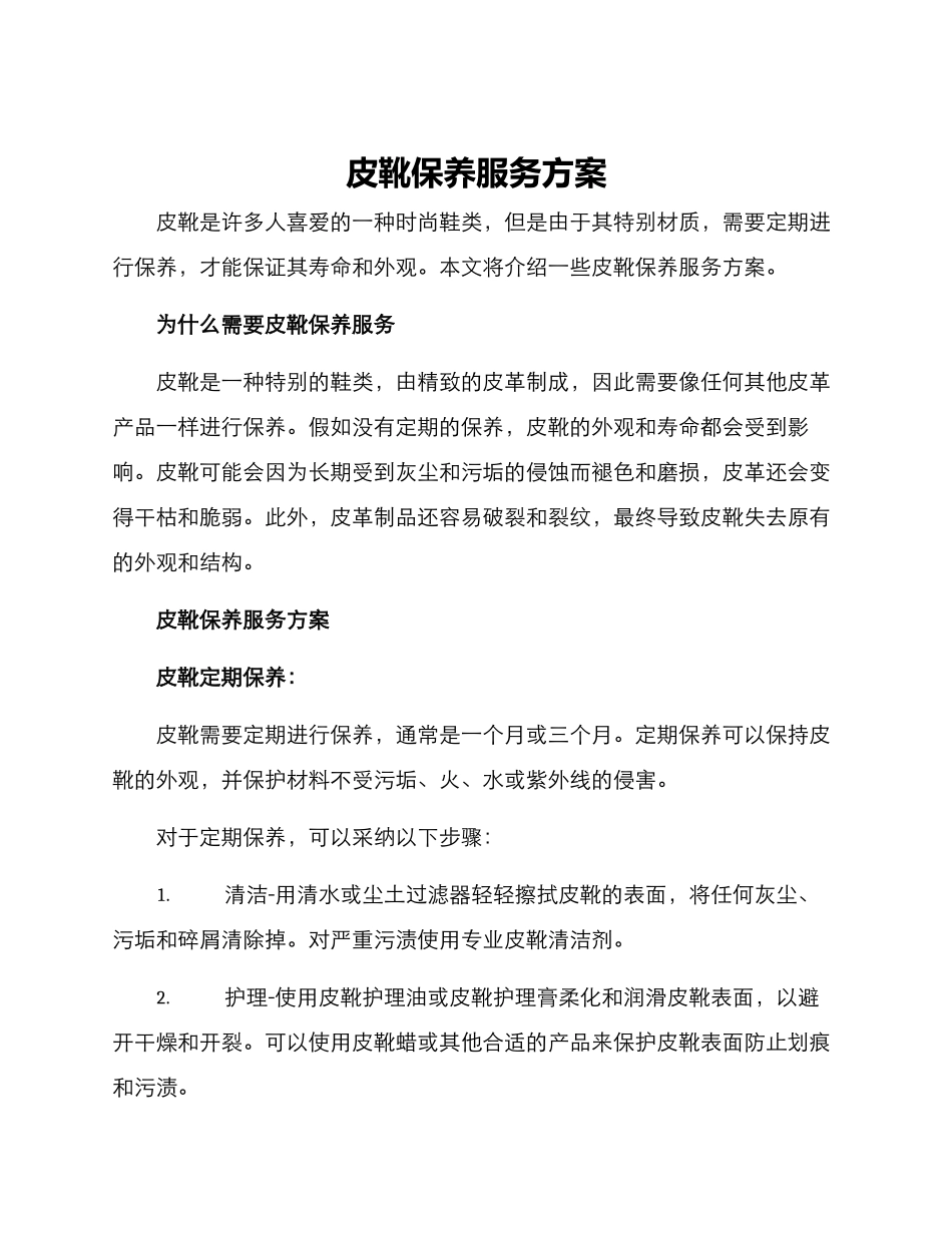 皮靴保养服务方案_第1页