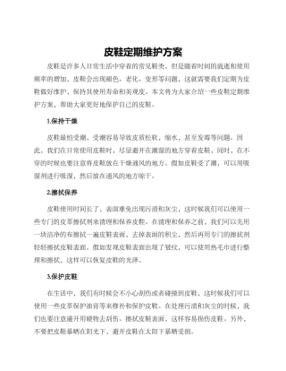 皮鞋定期维护方案