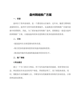 盘州网络推广方案