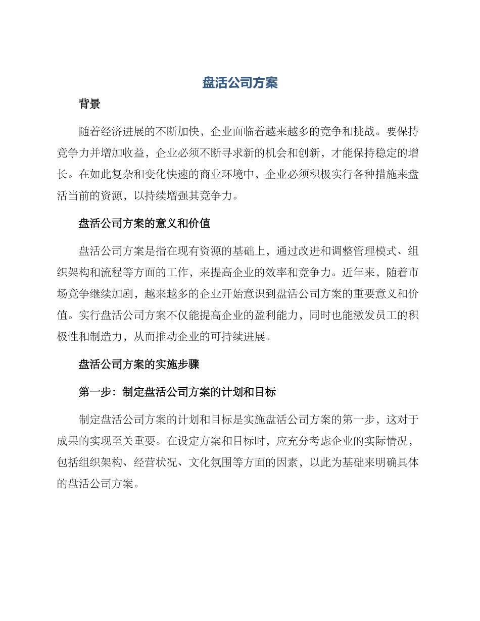 盘活公司方案_第1页