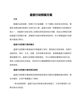 盘查行动预案方案