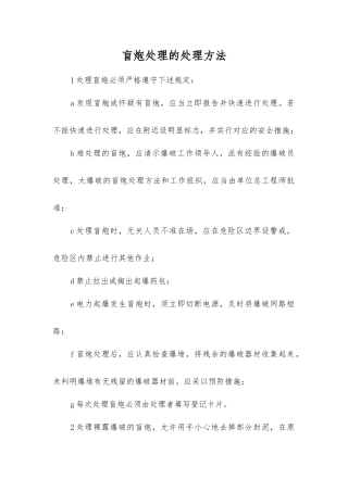 盲炮处理的处理方法