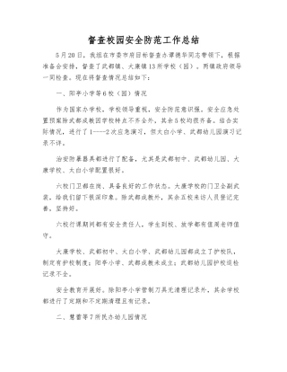 督查校园安全防范工作总结