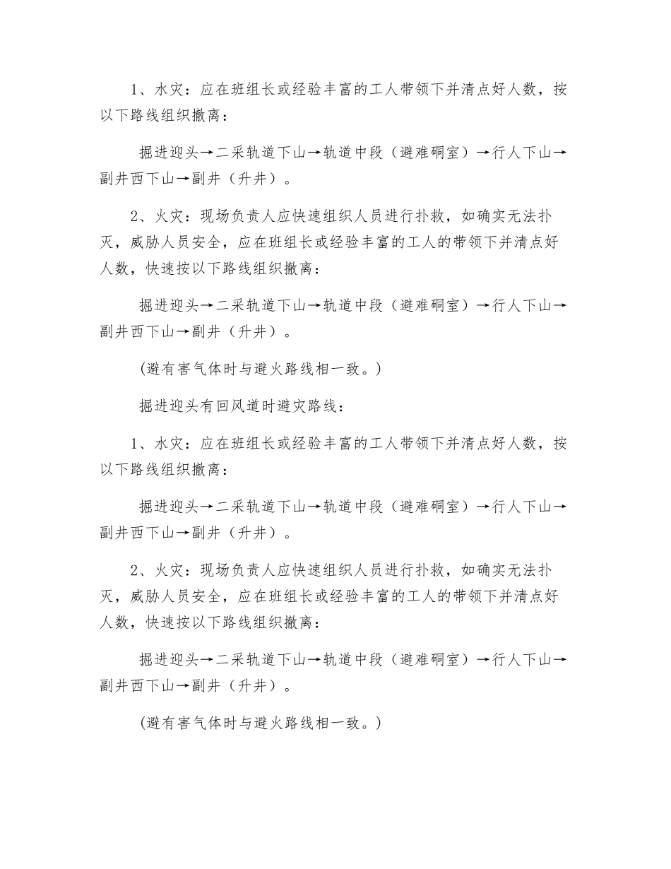 矿井灾害事故作业现场避灾路线_第2页