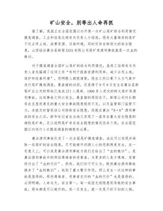 矿山安全-别等出人命再抓