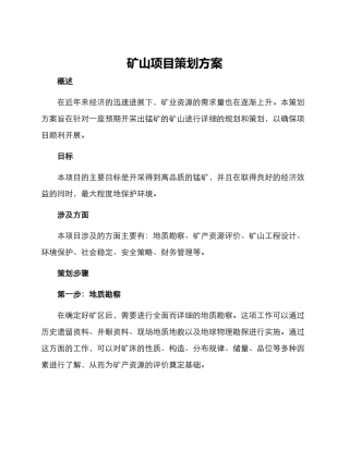 矿山项目策划方案