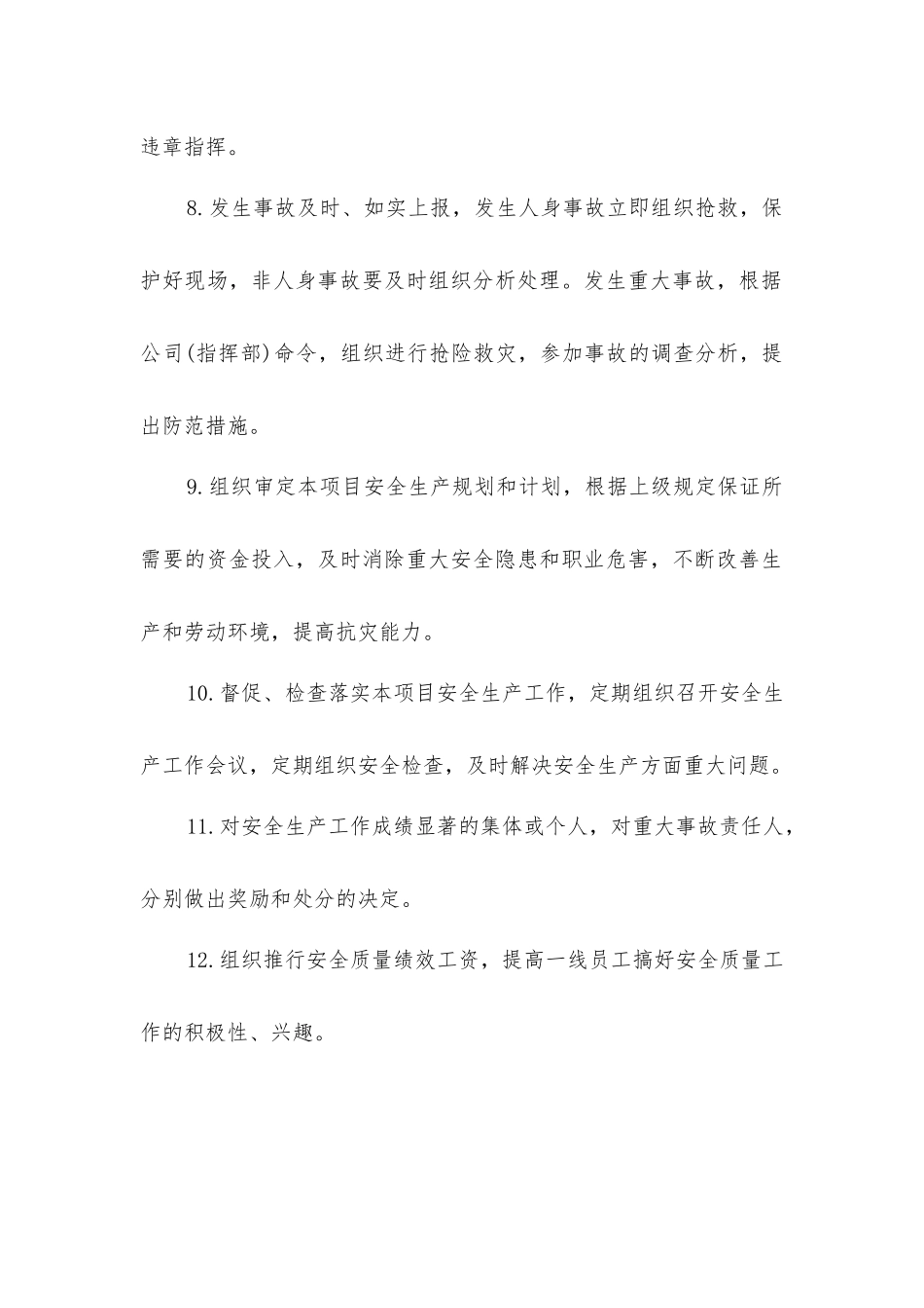 矿建项目部项目经理安全生产责任制_第2页