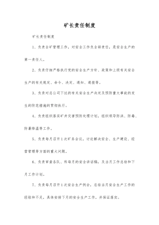 矿长责任制度