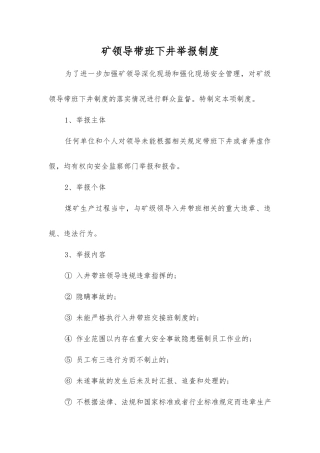 矿领导带班下井举报制度