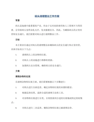 码头清理整治工作方案