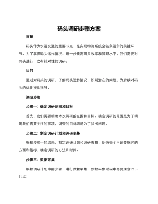 码头调研步骤方案