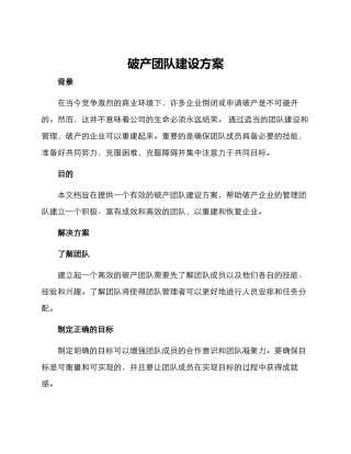 破产团队建设方案