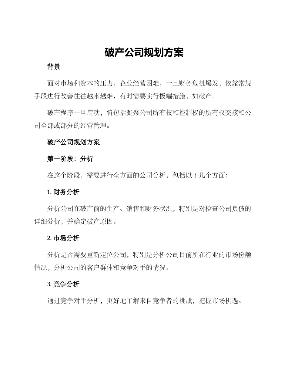 破产公司规划方案_第1页