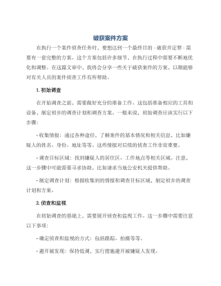 破获案件方案