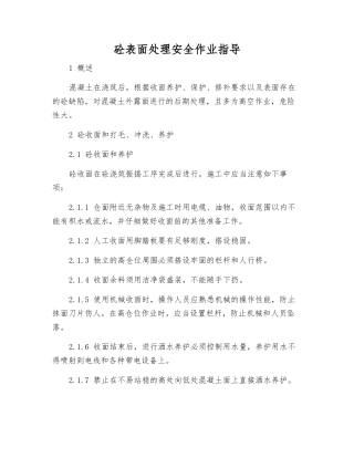 砼表面处理安全作业指导
