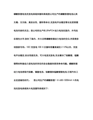 磷酸铁锂电池充放电曲线和循环曲线