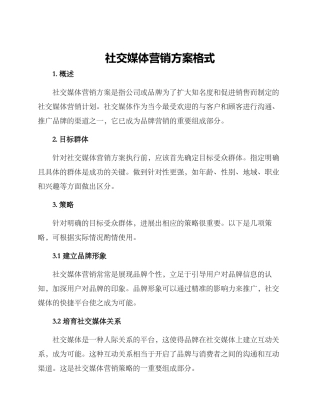 社交媒体营销方案格式